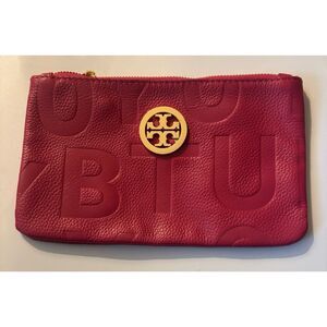 Rare Tory Burch Leather Embossed Logo Clutch in Focaccia